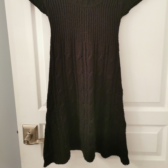 Beautiful Pink Rose Black Knit Dress - Picture 2 of 2